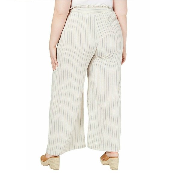 Monteau Plus Size Tie Waist Pants Natural 2X - Picture 2 of 3